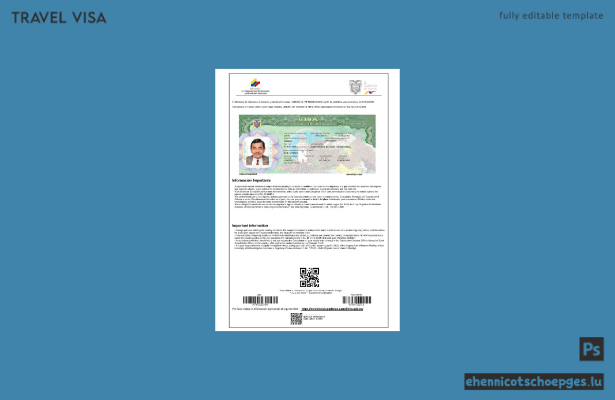 Ecuador-Reisevisum in Word- und PDF-Formaten, Version 2 – Beispielvorschau
